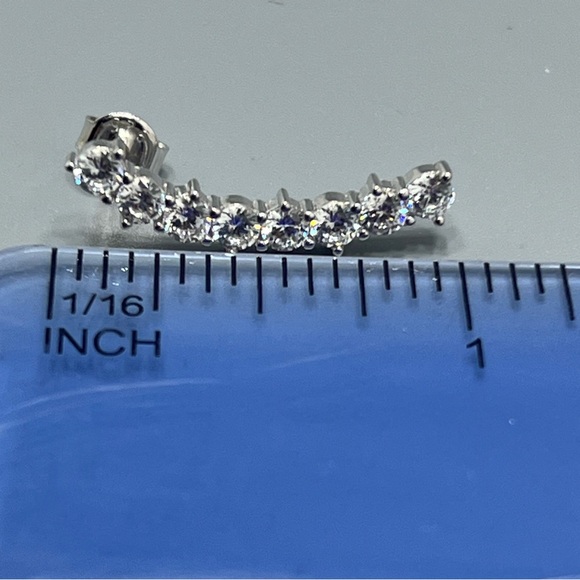 Lulea Sterling Silver Cubic Zirconia Curved Earrings. NWT - Picture 4 of 5